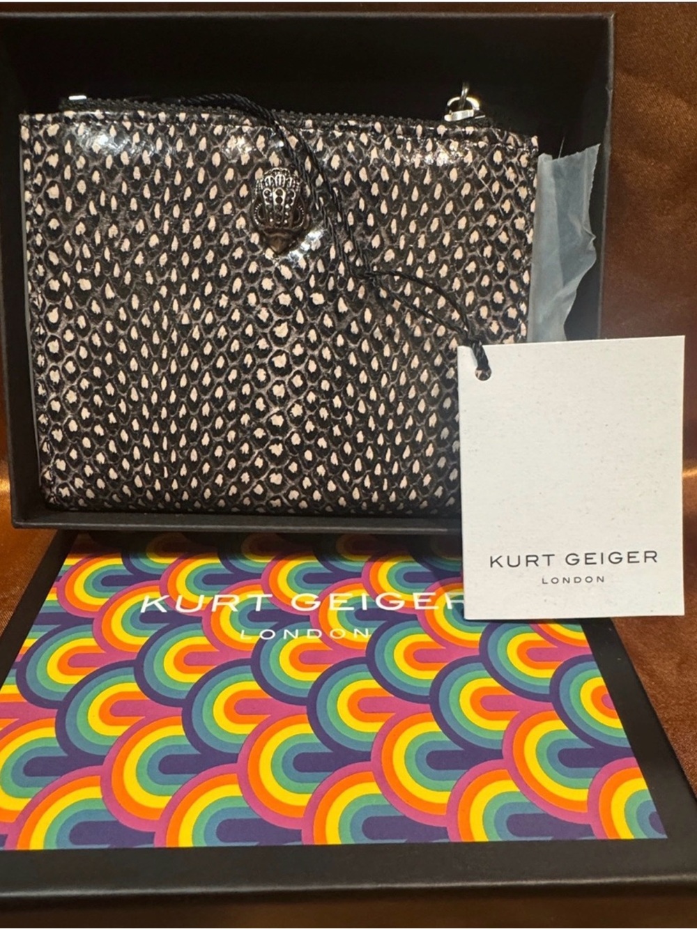 NWT Kurt Geiger Wallet with Double Zip Pockets & Dollar Slot
Original Packaging